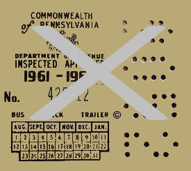 (image for) 1961-62 Pennsylvania Bus - Truck - Inspection Sticker